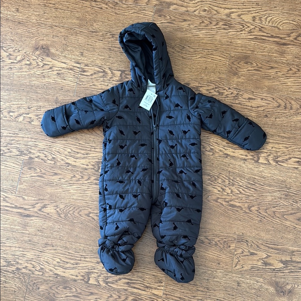 Cozy Black Kids One Piece Snowsuit